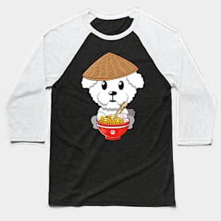 Funny Furry dog is eating noodles Baseball T-Shirt